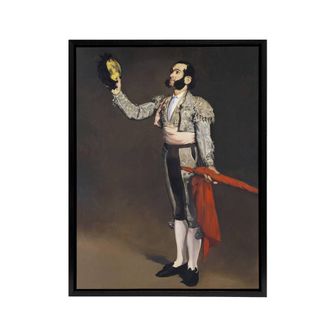 Artery8 Matador Saluting Portrait Painting Manet Black Framed Canvas Wall Art in Brown | Size: W24 x H32