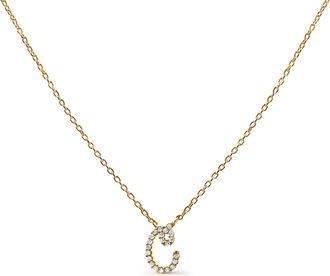 House of Brilliance 10K Gold Diamond Accent A-Z Initial Script Style Pendant Necklace