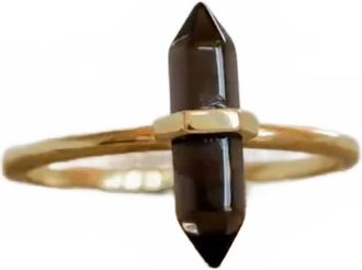JaxKelly Womens Point Ring In Smoky Quartz