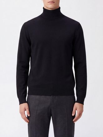 Zanone Long-Sleeved Turtleneck Jumper in Pure Virgin Wool with Ribbed Trim