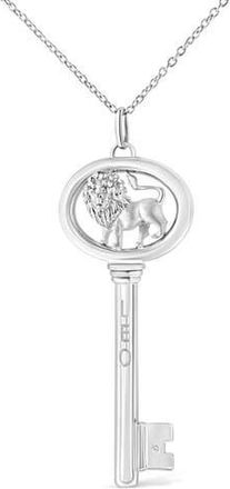 House of Brilliance 925 Sterling Silver Diamond Accent Zodiac Key 18 Pendant Necklace in Leo at Nordstrom