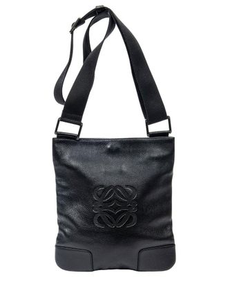 Loewe Black Calfskin Leather Anagram Flat Crossbody (Authentic Pre-Loved)