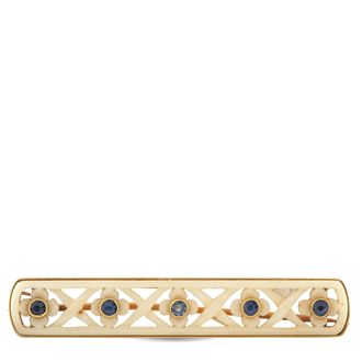 Luxury Bazaar 18K Yellow Gold Sapphire and Carved Stone Bar Brooch MF11-070626