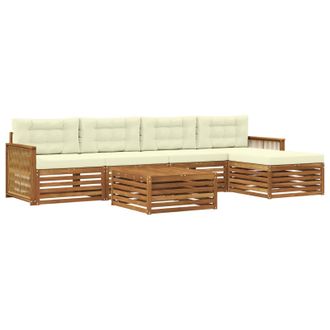 vidaXL Conjunto De Sof&aacute;s De Exterior Con Coj&iacute;n 6 Pcs Natural Y Crema Vidaxl