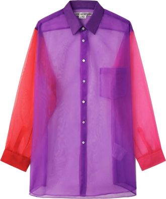 Comme Des Garçons Camicia semi trasparente con design color-block - Viola