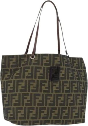 Fendi Pre-owned Tote Bags, female, Brown, Size: ONE SIZE Pre-owned Zucca Canvas Tote Bag