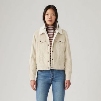 Levi's Original Sherpa Corduroy Trucker Jacket - Womens - XS - White