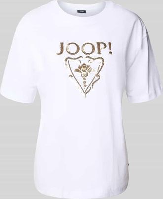 Joop T-Shirt mit Label-Paillettenbesatz Modell TOMMA in Weiss, Größe 34