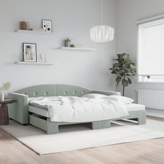 vidaXL Vidaxl - Sof&aacute; Cama Nido Con Colch&oacute;n Terciopelo Gris Claro 100x200 Cm
