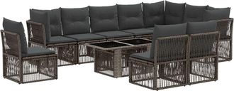 vidaXL Conjunto De Sof&aacute;s De Jard&iacute;n 11 Uds. Gris Rat&aacute;n Sint&eacute;tico Vidaxl
