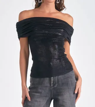 Elan Jalen Off The Shoulder Top In Black