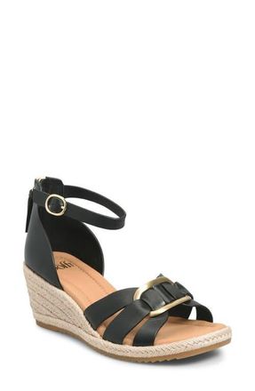 S&ouml;fft Ivy Espadrille Ankle Strap Platform Wedge Sandal in Black at Nordstrom, Size 8.5