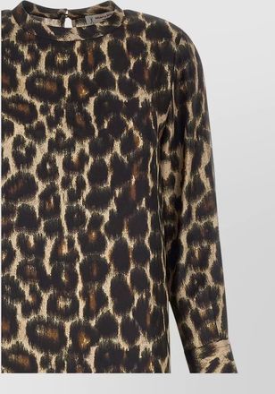 Alberto Biani silk jaguar print long sleeve midi dress