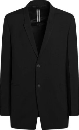 Rick Owens Blazers, male, Black, Size: M Single-breasted Wool Jacket