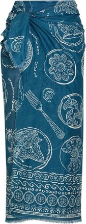 Alemais Alemais Lucky Printed Cotton Pareo - Blue - One Size