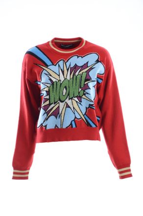 Dolce & Gabbana Womens Women Cashmere Crewneck Pullover - Red - Size EU 38 (Womens)