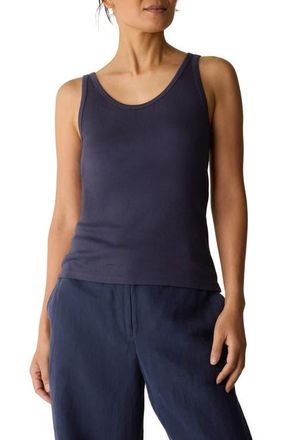Eileen Fisher Slim Fit Scoop Neck Stretch Cotton Tank in Ink at Nordstrom, Size X-Small