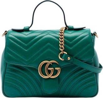 Gucci Pre-owned Handbags, female, Green, Size: ONE SIZE Pre-owned Quilted Satchel