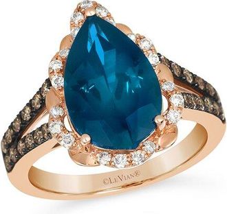 Le Vian Big Stone 14K Rose Gold 5.29 Ct. Tw. Diamond & London Blue Topaz Cocktail Ring