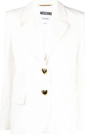 Moschino Heart Buttons Blazer - Dames - Blazers - Wit - M - Leer - Jassen