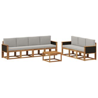 vidaXL Conjunto De Sof&aacute;s De Exterior 7 Pcs Natural Y Gris Claro Vidaxl
