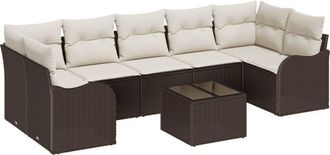 vidaXL Vidaxl - Garden Sofa Set 8 pcs Brown 55 x 55 x 37 cm Poly rattan