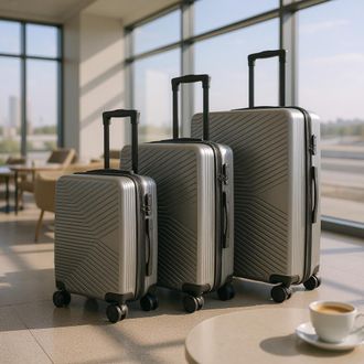 Infinity Leather Harde koffer in antracietgrijs, robuuste handbagagekoffer met 8 wielen