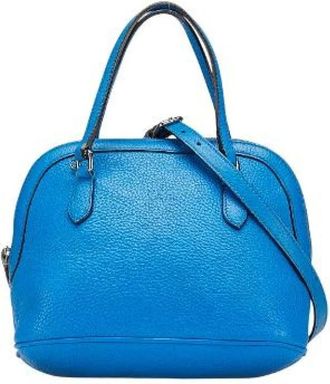 Gucci Pre-owned Handbags, female, Blue, Size: ONE SIZE Pre-owned Leather 2way Bag