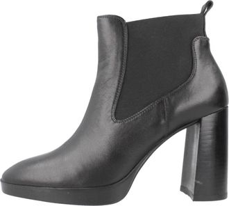 Geox Teulada Enkellaarsjes - Dames - Laarzen met Hak - Zwart - 39 EU - Leer - Schoenen