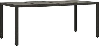 vidaXL Mesa De Jard&iacute;n Superficie De Vidrio Rat&aacute;n Pe Negro 190x90x75 Cm Vidaxl