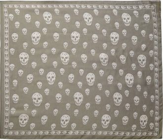 Alexander McQueen Skull Print Silk Scarf in Olive at Nordstrom