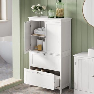 Vasagle Freestanding Bathroom Cabinet with 2 Doors & 2 Drawers in White