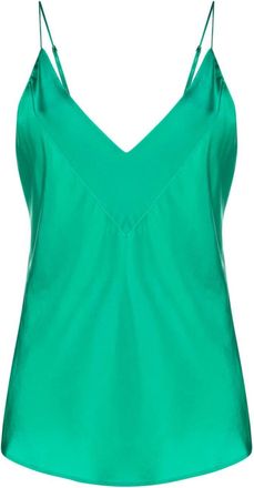 Forte_Forte V-neck silk satin top - women - Silk/Spandex/Elastane - III - Green