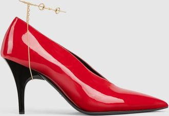 Gucci Womens Gucci 97 Heeled Pump, Red, Leather