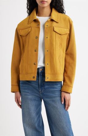 Frye Cow Split Leather Jacket in Moustard at Nordstrom, Size Xx-Large