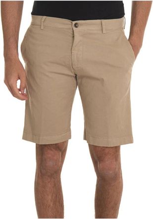 Berwich Katoenen Bermuda Shorts met Tailoring Vent - Heren - Korte Broeken - Beige - M - Katoen - Korte Broeken