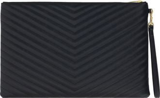 Saint Laurent Womens Matelass&eacute; Leather Pouch Black Calf Clutch Bags