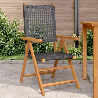 vidaXL Vidaxl - Sillas De Jard&iacute;n 2 Uds Madera Maciza De Acacia Y Rat&aacute;n Pe Negro