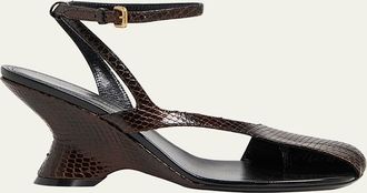 Dries Van Noten Asymmetrical Leather Wedge Sandals