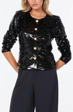 Bishop + Young Sublime Sequin Jacket in Caviar at Nordstrom, Size X-Small