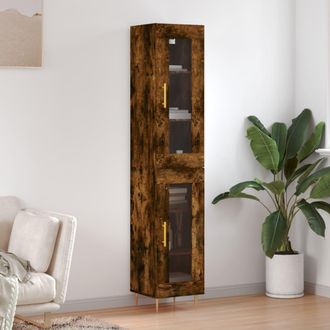 vidaXL Vidaxl - Aparador De Madera Contrachapada Roble Ahumado 34,5x34x180 Cm