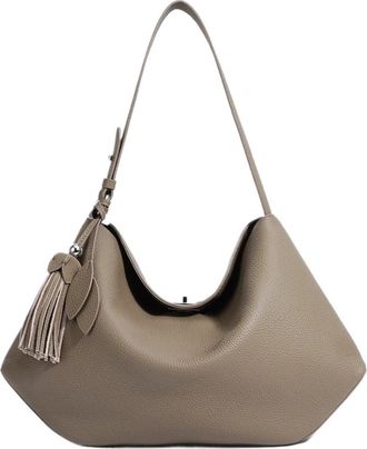 Generic Compatible For Grain Leather Spacious Tote Bag Underarm Single Shoulder Crossbody Women Shopping Hobo Handbag(Grey)