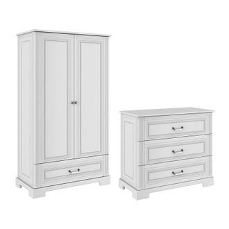 OEM Commode 3 Tiroirs Et Armoire 2 Portes Bellamy Ines Blanc