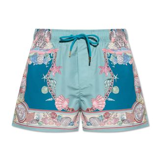 Versace Heren, Badkleding, Blauw, Maat: 2XL Poliester