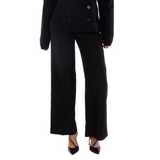 Burberry Ladies Black Jaylie Asian Fit Wool Wide Leg Pants With Slits, Brand Size 2 (US Size 0)