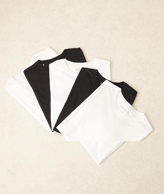 Selected Confezione da 5 T-shirt bianche e nere vestibilit&agrave; classica-Multicolore