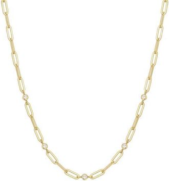 Ania Haie Bezel Cubic Zirconia Station Chain Necklace in Shiny Gold at Nordstrom