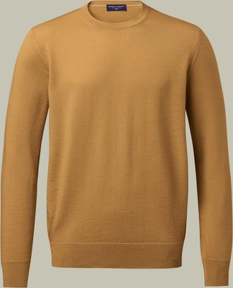 CHARLES TYRWHITT Pure Merino Crew Neck Wool Jumper - Camel Size Large by Charles Tyrwhitt