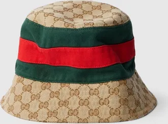 Gucci GG Cotton Canvas Bucket Hat With Web, Size XXS, Beige