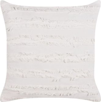 Beliani Beliani - Coj&iacute;n Decorativo Moderno Algod&oacute;n Patr&oacute;n Liso Cuadrado Funda Extra&iacute;ble 45 X 45 Cm Blanco Makneh